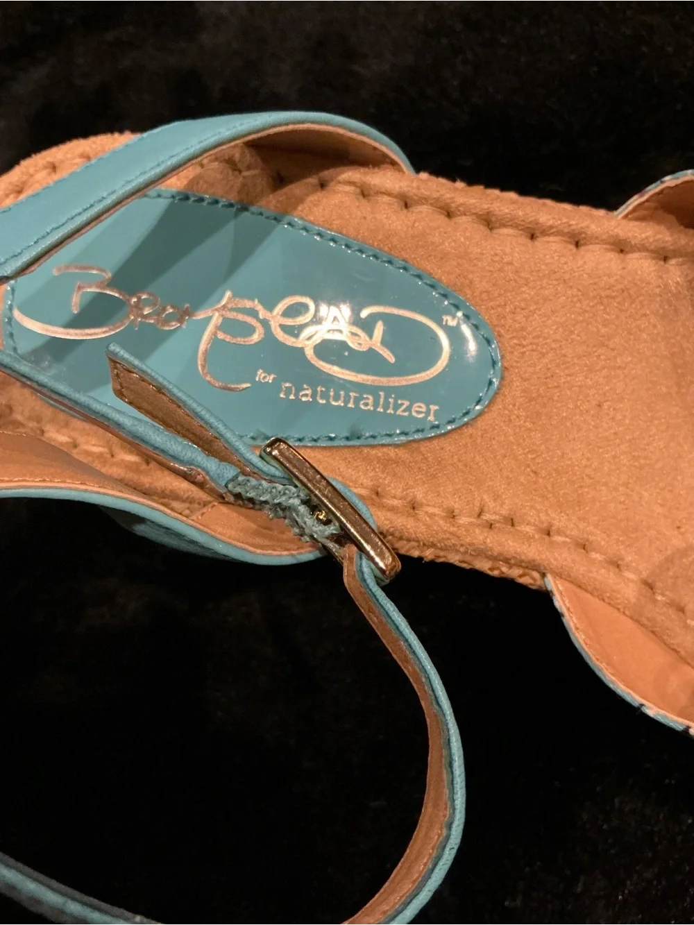 Naturalizer Teal Floral Slingback Sandals With Wedge Heel Size 8